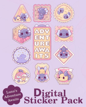 Luna the Lotl's Adventure Awaits Digital Sticker Pack