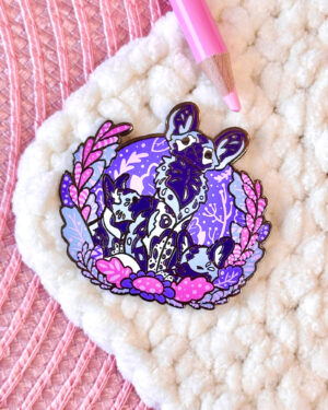 Midnight Wild Dog Family Enamel Pin Badge