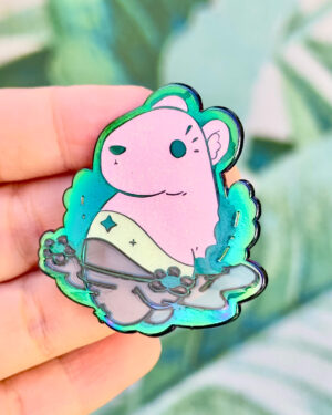 Rainbow Plated Greater Capybara Enamel Pin Badge