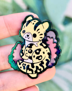 Rainbow Plated Margay Enamel Pin Badge