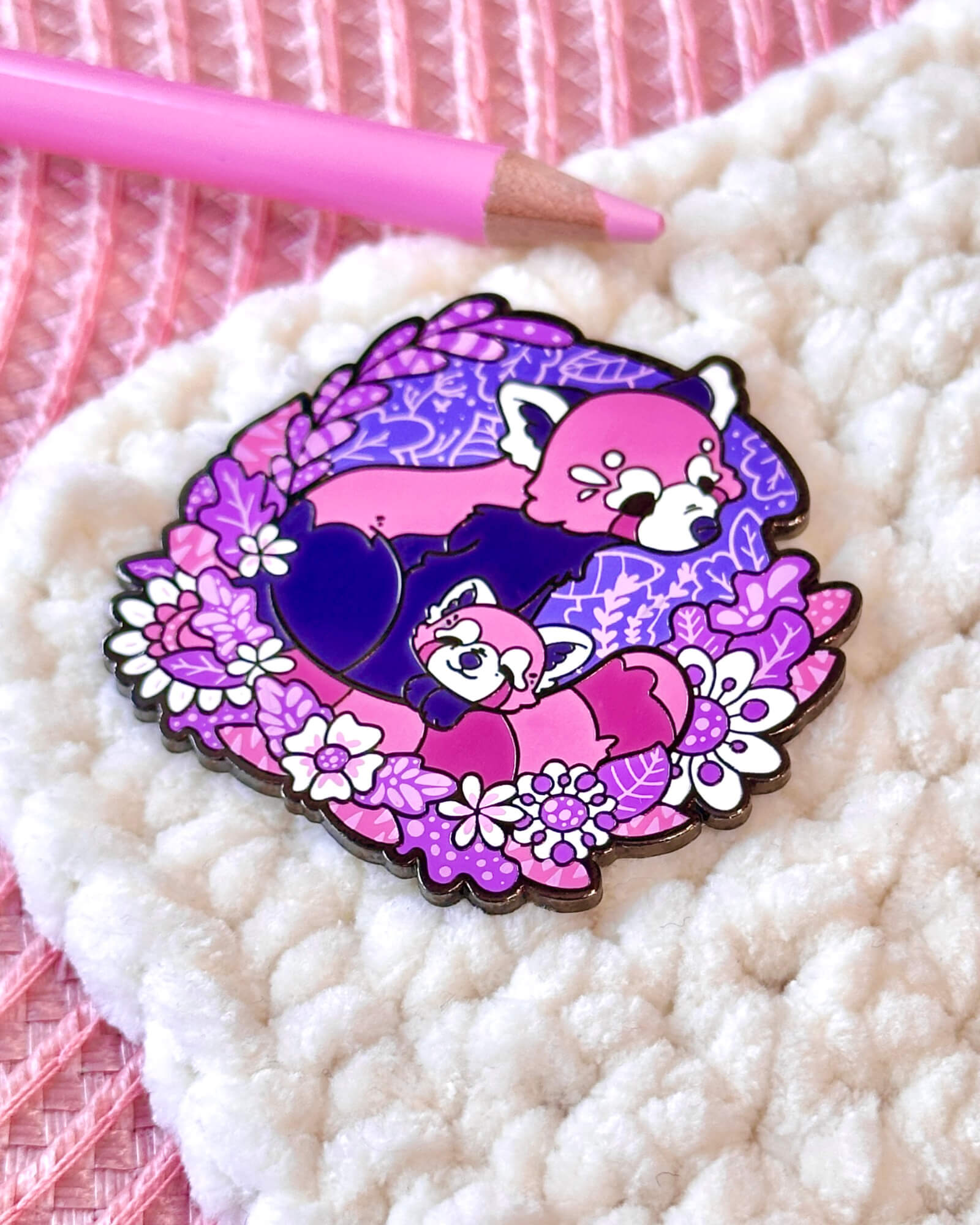 Midnight Red Panda Family Enamel Pin - Designed By Evy Benita (3) - Evy Benita