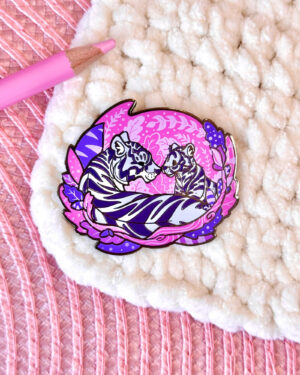 Midnight Tiger Family Enamel Pin Badge