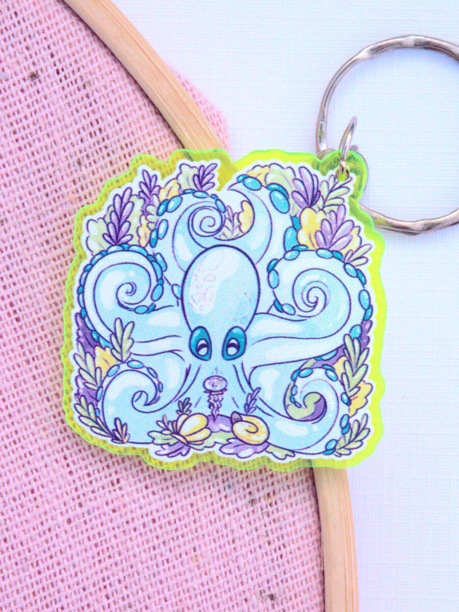 Octopus Acrylic Keychain by Evy Benita 002 - Evy Benita