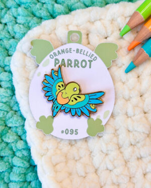 Orange-Bellied Yellow Parrot Enamel Pin Badge