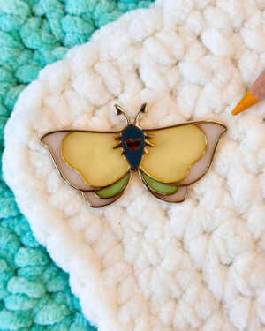 Ornithogalum Suncatcher Moth Enamel Pin Badge