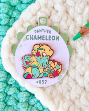 Blue Panther Chameleon Enamel Pin Badge