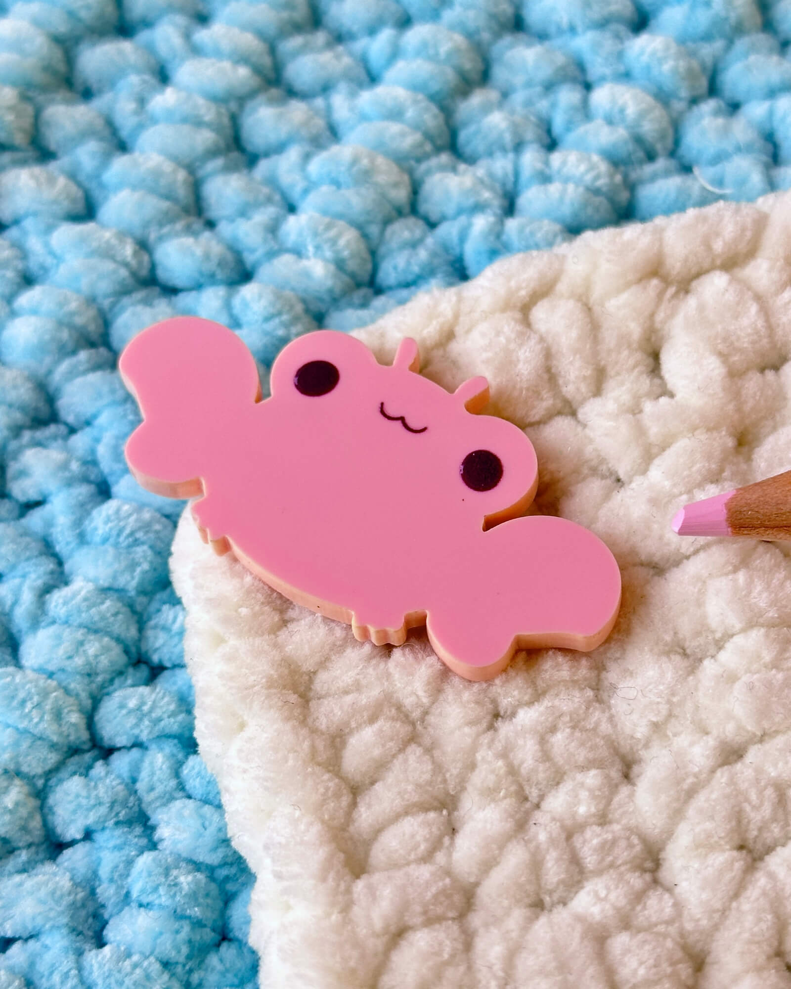 Pastel Pink Crab Acrylic Pin Badge by Evy Benita - Hank the Crab - All Rights Reserved (6) - Evy Benita