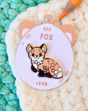 Standing Red Fox Enamel Pin Badge
