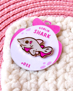 Rosy Goblin Shark Enamel Pin Badge