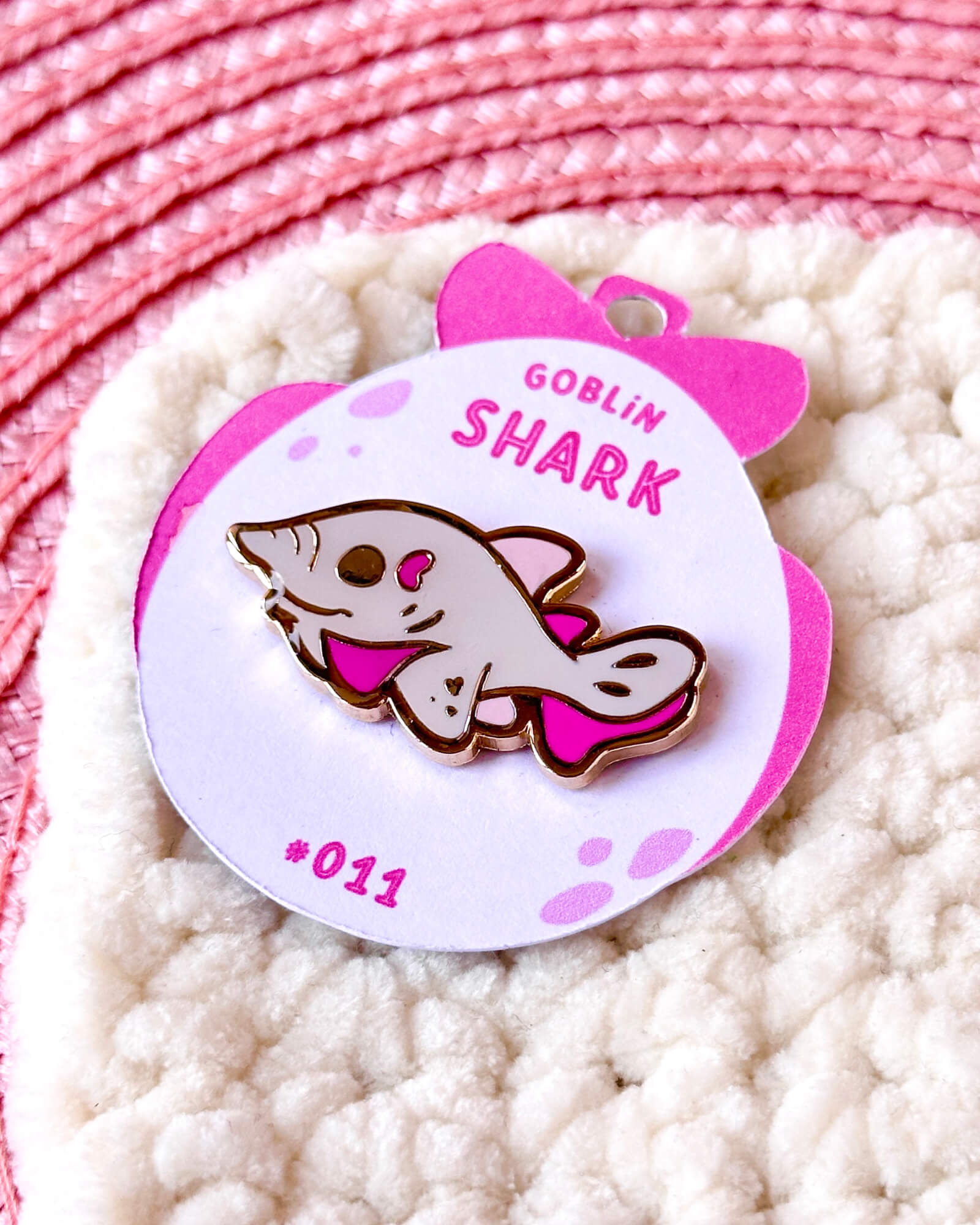 Rosy Goblin Shark Enamel Pin by Evy Benita - Critumi Series - All Rights Reserved (2) - Evy Benita
