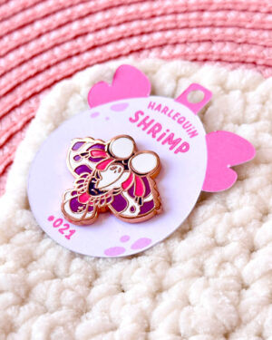 Rosy Harlequin Shrimp Enamel Pin Badge