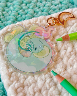 Seafoam Dragonfish Holographic Keychain