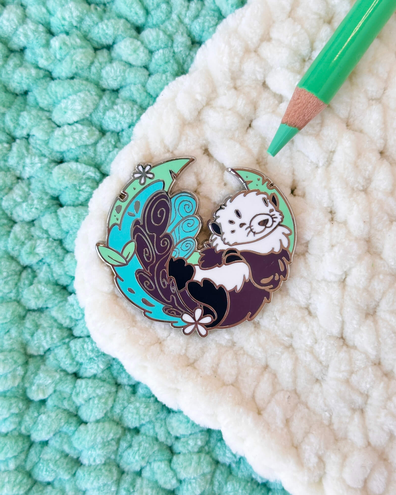 Seaweed Sea Otter Enamel Pin - Designed by Evy Benita - All Rights Reserved (3) - Evy Benita