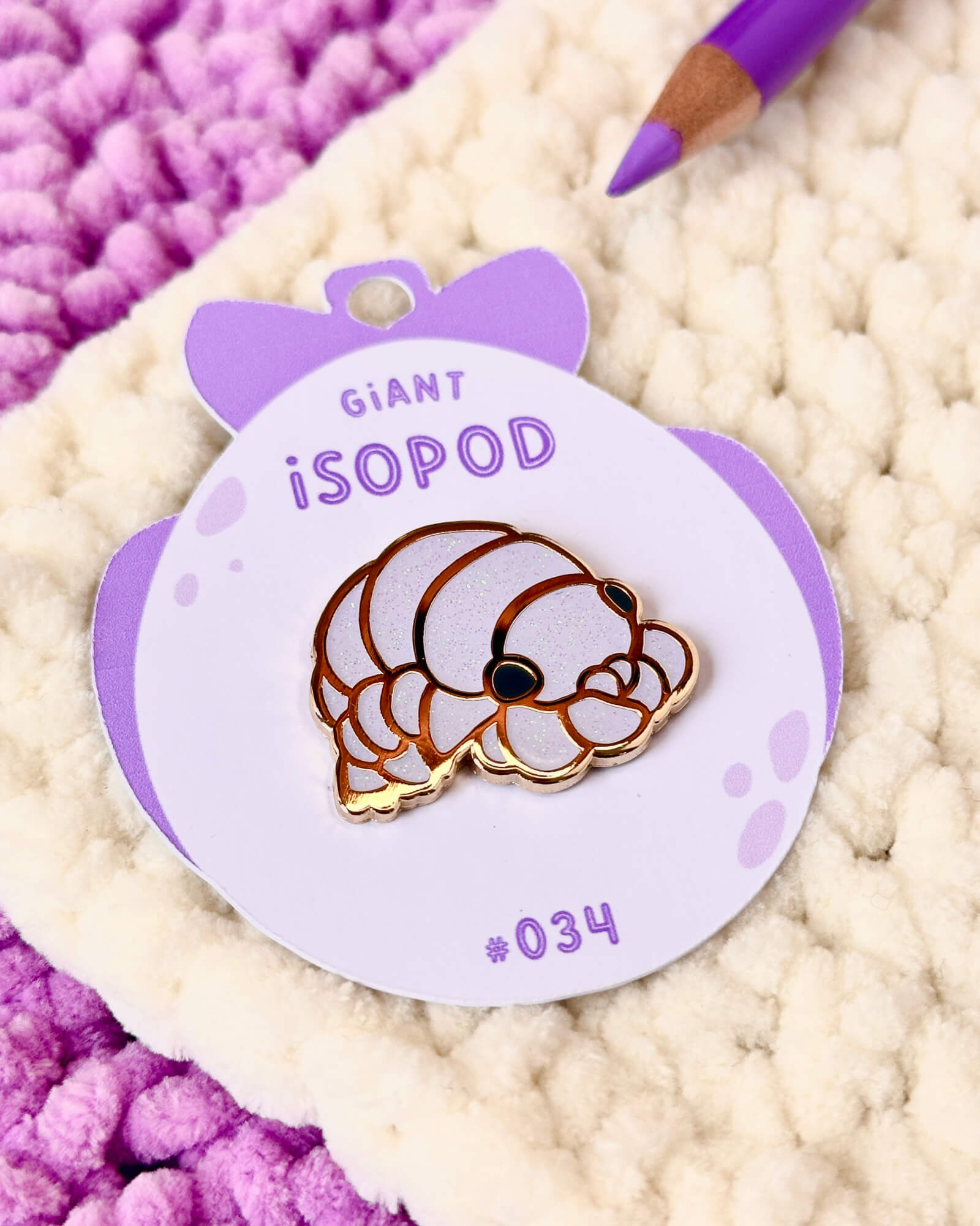 Sparkly Deep Sea Isopod Enamel Pin - Designed by Evy Benita - All Rights Reserved (4) - Evy Benita