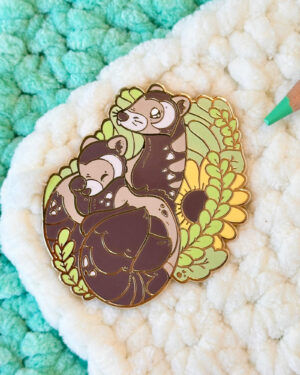 Sunflower Pole Cat Enamel Pin Badge