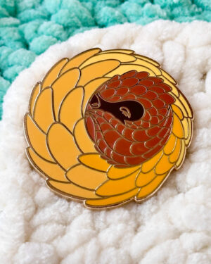 Sunflower Pangolin Enamel Pin Badge