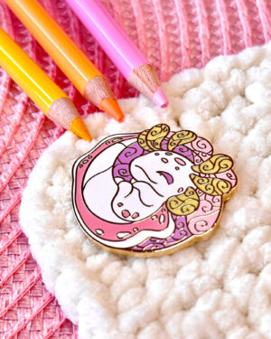 Tea Rose Axolotl Enamel Pin Badge