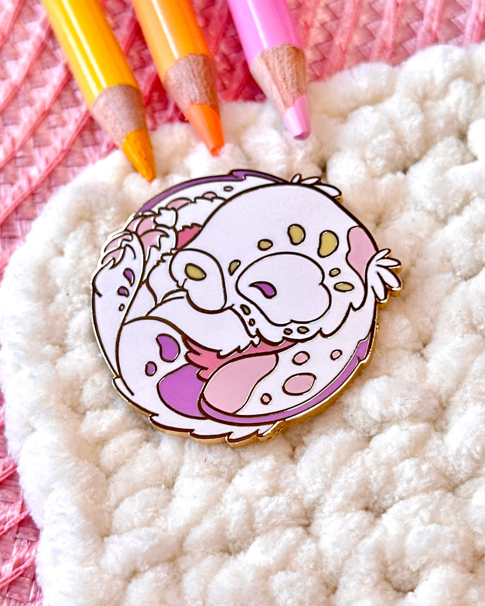 Tea Rose Bunny Cozy Enamel Pin Badge Designed By Evy Benita (2) - Evy Benita