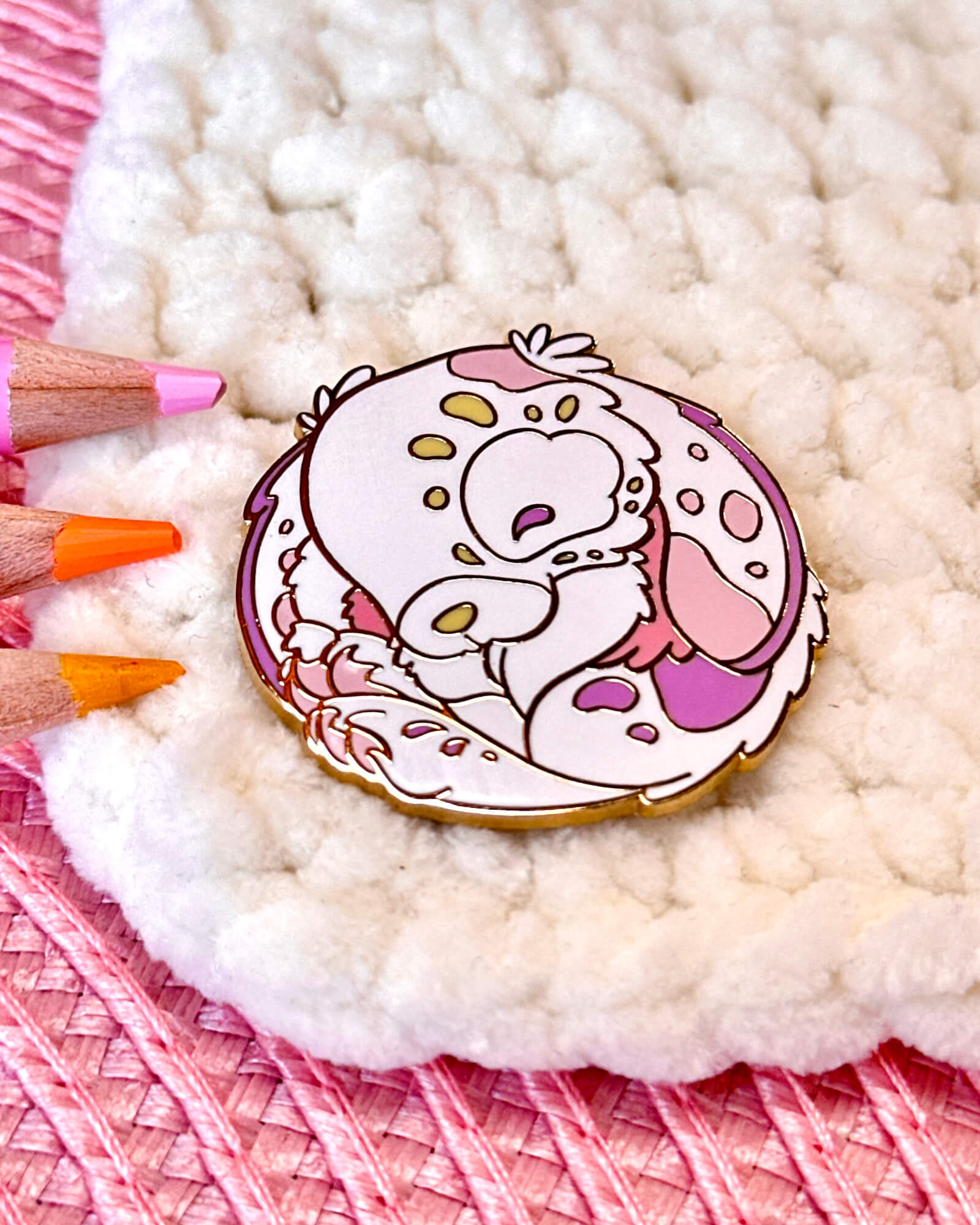 Tea Rose Bunny Cozy Enamel Pin Badge Designed By Evy Benita (3) - Evy Benita