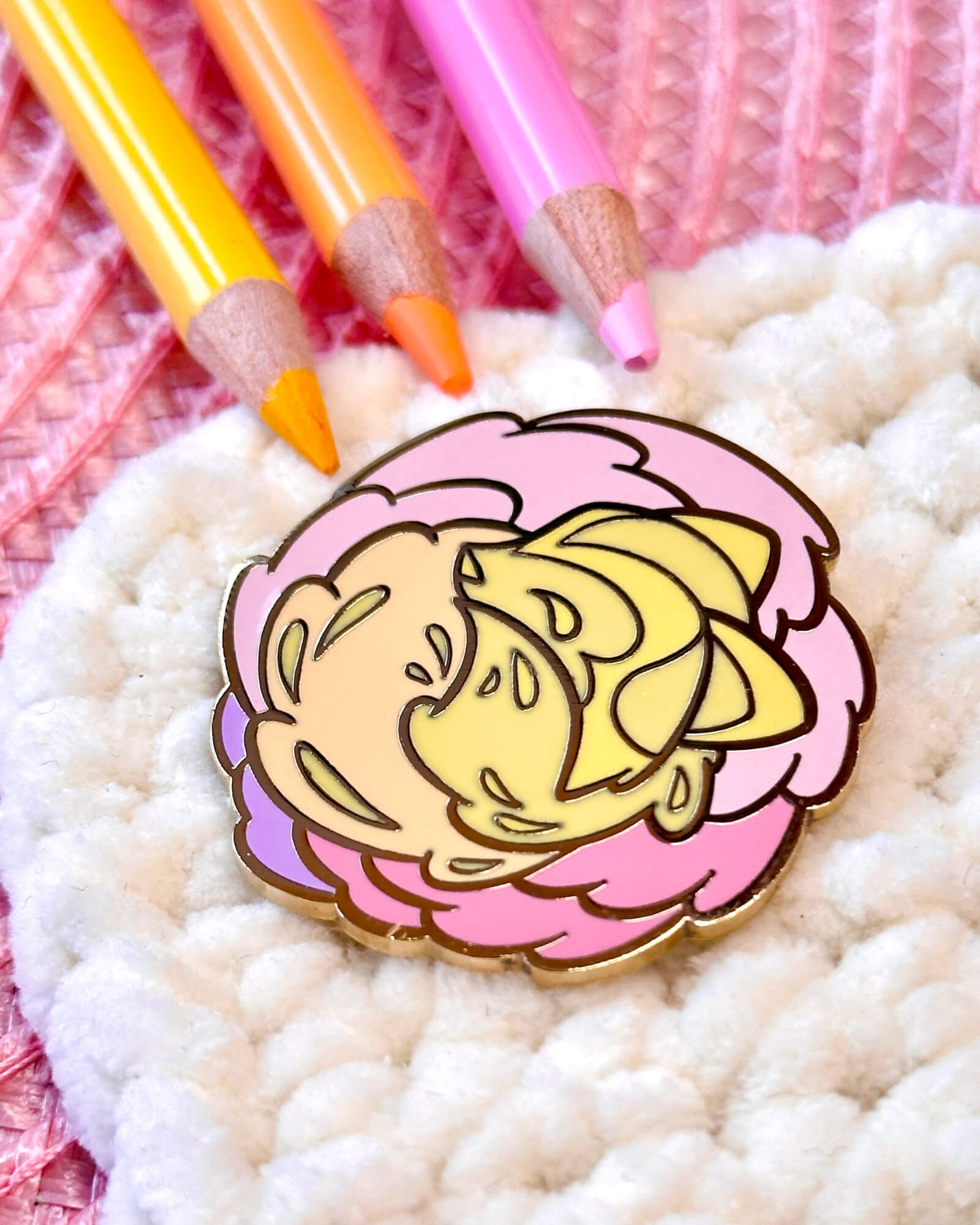 Tea Rose Tanuki Cozy Enamel Pin Badge Designed By Evy Benita (4) - Evy Benita