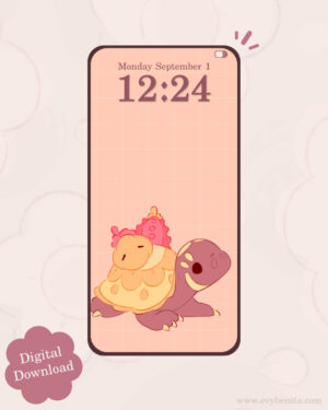 Curious Autumn Turtle Digital Wallpaper