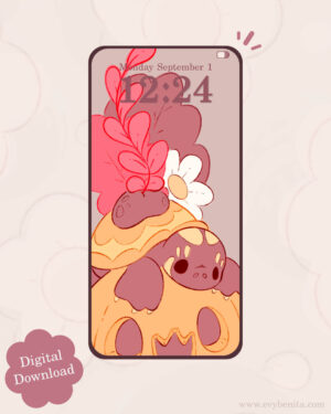 Cozy Pumpkin Turtle Digital Wallpaper