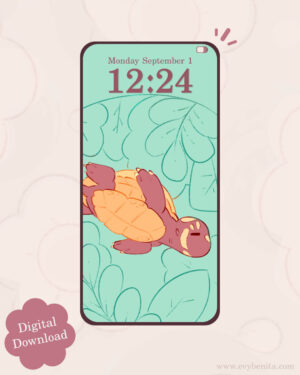 Autumn Turtle Diving Digital Wallpaper