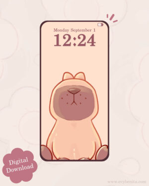 Sitting Capybara Digital Wallpaper