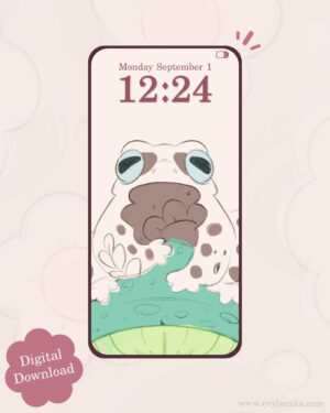 Sketchy Amazonian Milk Frog on Mushroom Digital Wallpaper