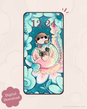 Otter Dreams Digital Wallpaper