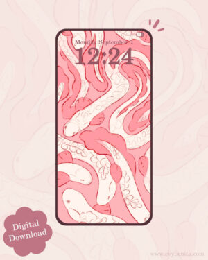 Floral Eels Digital Wallpaper