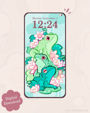 Green Frog Stack Digital Wallpaper