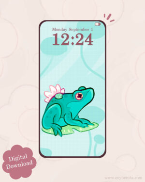 Teal Frog Digital Wallpaper