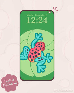 Strawberry Poison Frog Digital Wallpaper