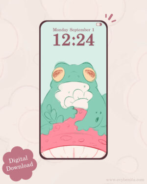 Sketchy Toad on Mushroom Digital Wallpaper