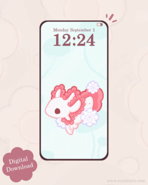 Snowflake Axolotl Digital Wallpaper