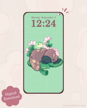 Sleepy Platypus and Frog Digital Wallpaper