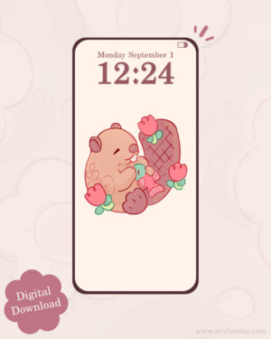 Tulip Beaver Digital Wallpaper