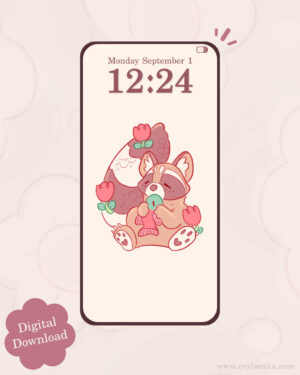 Tulip Raccoon Digital Wallpaper