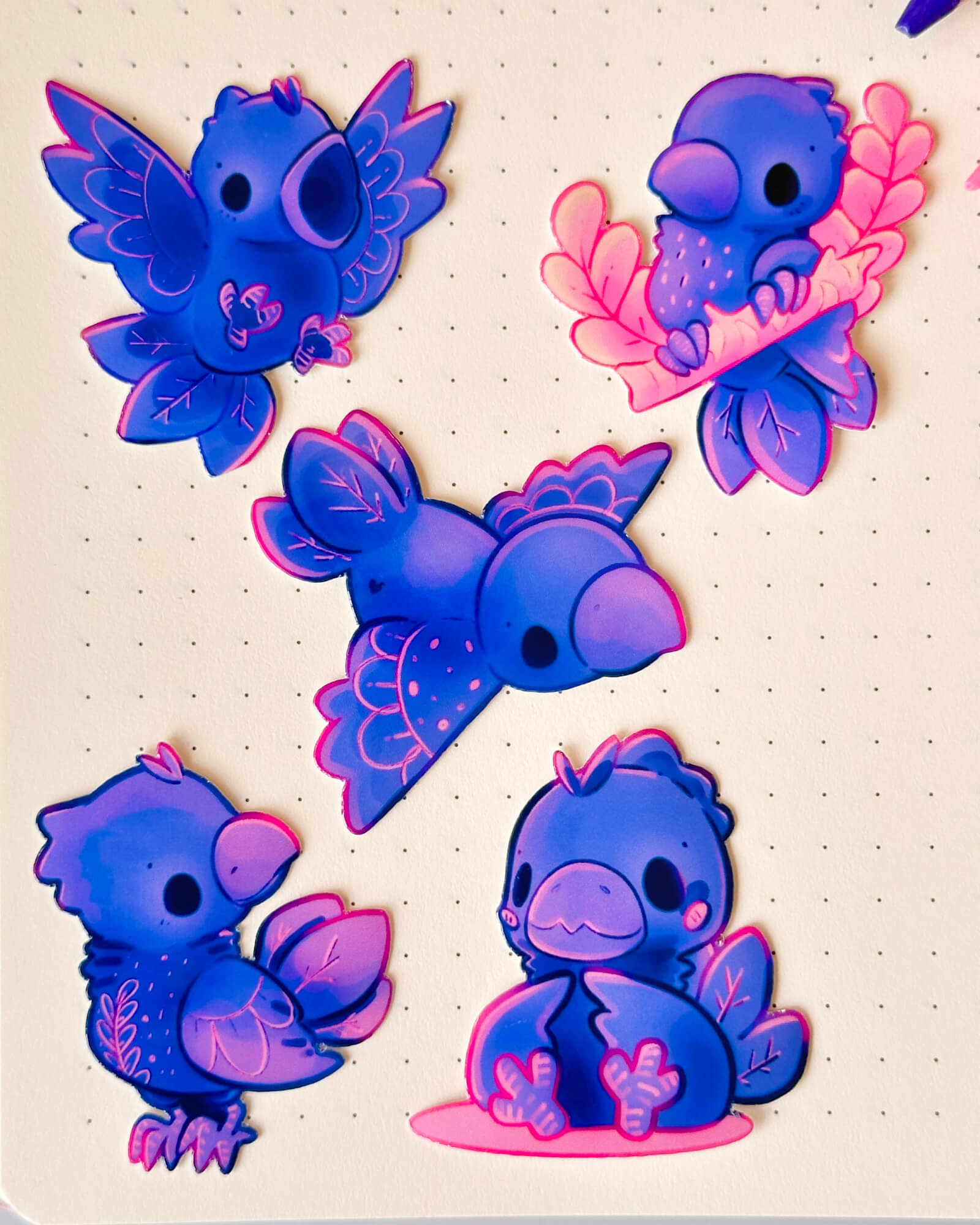 Cute Carrion Crow Water-Resistant Sticker Pack - Illustrated by Evy Benita - All Rights Reserved 1 - Evy Benita