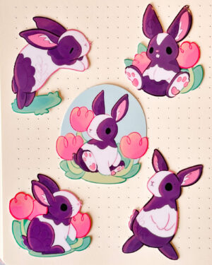 Cute Dutch Rabbit Water-Resistant Sticker Pack - Illustrated by Evy Benita - All Rights Reserved 2 - Evy Benita