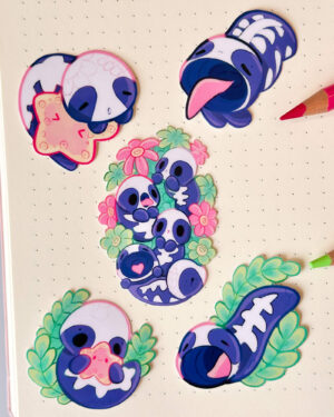 Cute Panda Sea Squirt Water-Resistant Sticker Pack - Illustrated by Evy Benita - All Rights Reserved 2 - Evy Benita