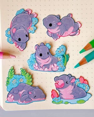 Pygmy Hippo Sticker Pack