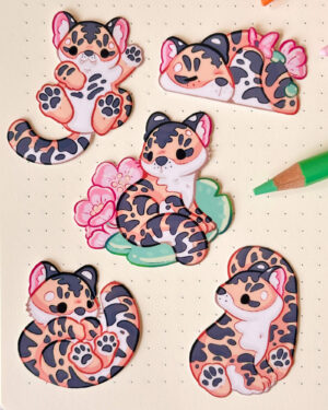 Cute Sunda Tiger Water-Resistant Sticker Pack - Illustrated by Evy Benita - All Rights Reserved 1 - Evy Benita
