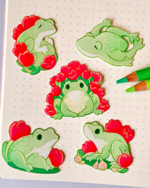 Cute Tulip Toad Water-Resistant Sticker Pack - Illustrated by Evy Benita - All Rights Reserved 1 - Evy Benita